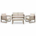 Ensemble 4 pièces taupe et beige avec canapé 130 x 75 x 80 cm, 2 fauteuils 68 x 75 x 80 cm et table 100 x 55 x 40 cm