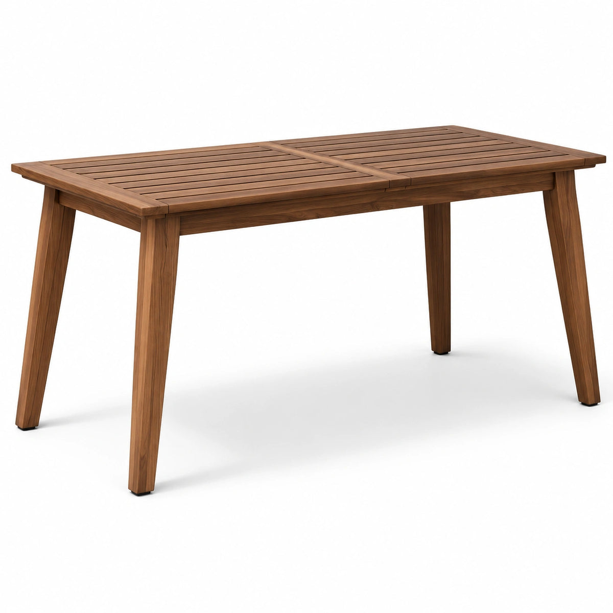 Table rectangulaire en bois brun avec plateau à lattes, 160 x 90 x 75 cm