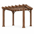 Pergola traditionnelle en bois massif marron avec toit ajouré – 360 x 300 x 250 cm
