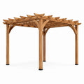 Pergola de jardin en bois massif brun avec toit ajouré, 305 x 305 x 244 cm
